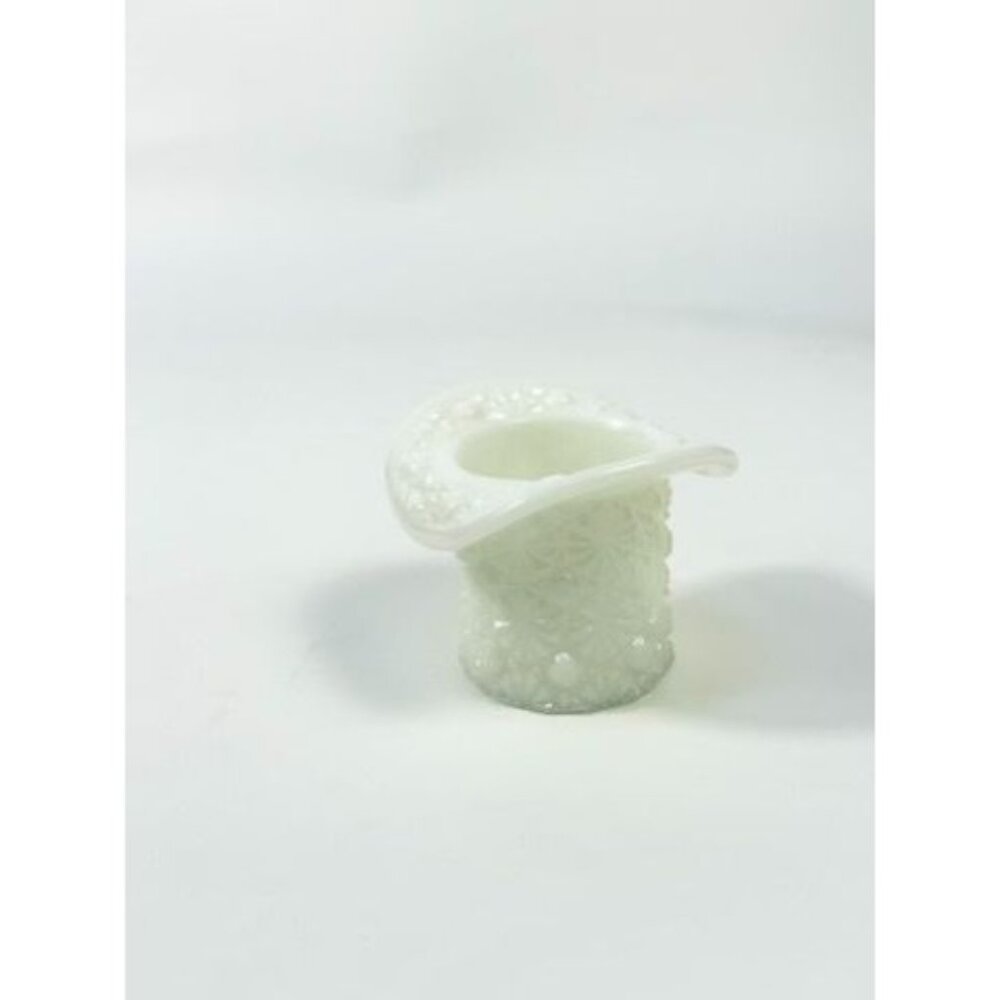 Toothpick Holder Vase Candleholder Fenton Daisy Button Top Hat Opalescent Milk G - Picture 14 of 16